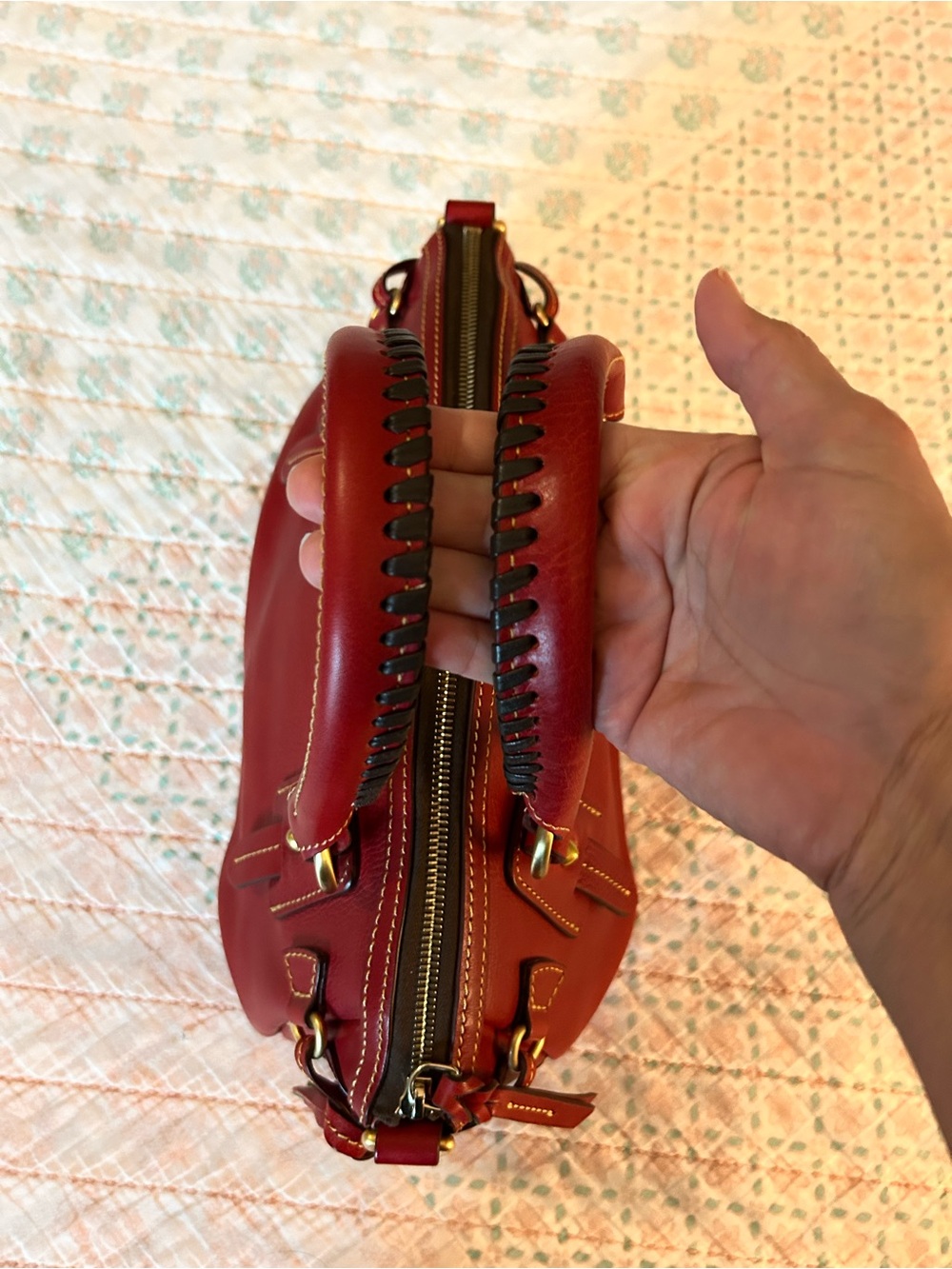 Dooney & Bourke Red Florentine Medium Mail Satchel, excellent used condition - Picture 5 of 15